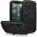 For iPhone 12 Mini Pro Max Metal Case Full Body Stand Gorilla Glass Cover