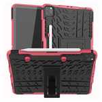 For iPad Pro 11 Case 2021 Shockproof Hybrid Rugged Rubber PC Stand Cover - Hot Pink