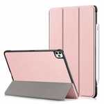 For iPad Pro 11 inch Case 2021 Tri-fold Leather Tablet Stand Flip Cover - Rose Gold