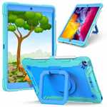 For iPad 8th/ 7th 10.2 inch 2020/2019 Heavy Duty Rotating Stand Case - Mint Green&Blue