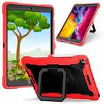 For iPad 8th/ 7th 10.2 inch 2020/2019 Heavy Duty Rotating Stand Case - Red&Black