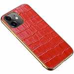 For iPhone 14 13 Pro Max Case Crocodile Genuine Leather Back Cover