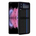For Samsung Galaxy Z Flip3 5G Case Carbon Fiber Shockproof Cover - Black&Blue