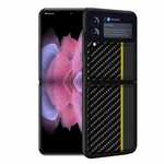 For Samsung Galaxy Z Flip3 5G Case Carbon Fiber Shockproof Cover - Black&Yellow