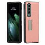 For Samsung Galaxy Z Fold 3 5G Real Genuine Leather Protective Case Cover - Pink