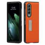 For Samsung Galaxy Z Fold 3 5G Real Genuine Leather Protective Case Cover - Orange