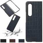 For Samsung Galaxy Z Fold3 Fold 3 5G Case Leather Crocodile Skin Hard PC Cover