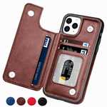 For iPhone 15 13 14 Pro Max Case Leather Card Wallet Slot Kickstand Cover