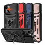For iPhone 13 14 Pro Max Slide Camera Shockproof Ring Holder Case Cover