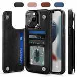 For iPhone 14 13 Pro Max Case Leather Card Wallet Slot Kickstand Cover