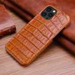 Genuine Leather Case fr iPhone 13 Pro Max Retro Crocodile Grain Back Cover