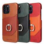 Luxury Genuine Leather Hard Ring Stand Case Cover For iPhone 12 13 Pro Max Mini