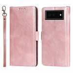 For Google Pixel 6 / 6 Pro Retro PU Leather Wallet Card Flip Case Cover Rose Gold