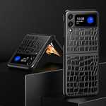 For Samsung Galaxy Z Flip 3 5G Crocodile PU Leather Case Cover Black