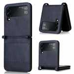 For Samsung Galaxy Z Flip4 3 5G Leather Card Holder Slots Phone Case Cover Navy Blue