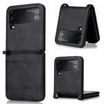 For Samsung Galaxy Z Flip 3 5G Retro Leather Card Holder Slot Case Cover Black