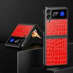 For Samsung Galaxy Z Flip 3 Leather Case Crocodile Slim Phone Cover Red