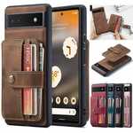 For Google Pixel 7A Wallet Case Removable Magnetic Leather Card Holder Cover