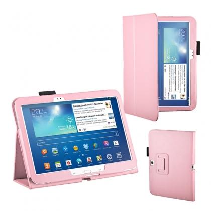 Efficiënt Ruilhandel Nachtvlek PU Leather Flip Tablet Case Cover for Samsung Galaxy Tab 3 10.1 P5200/P5210  - Pink 11185