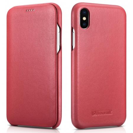 Icarer Curved Edge Luxury Genuine Leather Side Flip Case For