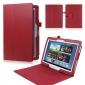New Lychee Leather Pouch Case With Stand for Samsung Galaxy Note 10.1 P600/P601 2014 Edition - Red - Click Image to Close