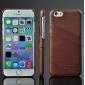 Litchi Genuine Leather Card Holder Hard Back Case Cover for iPhone 6/6S 4.7 Inch - Brown