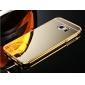 Aluminum Metal Bumper with Mirror Acrylic Plastic Back Cover for Samsung Galaxy S6 - Gold - Click Image to Close