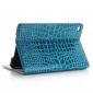 Crocodile Pattern PU Leather Wallet Stand Case for iPad Mini 4 - Blue
