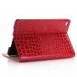 Crocodile Pattern PU Leather Wallet Stand Case for iPad Mini 4 - Red
