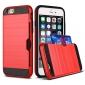 Brushed Texture Hybrid Dual Layer Armor With Card Slot Case For iPhone 6 Plus/6S Plus - Red