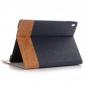 Cross Pattern PU Leather Flip Folio Smart Case Cover for 9.7-inch iPad Pro With Card Holders - Dark Blue