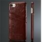 Oil Wax Style Insert Card Leather Back Case Cover for iPhone SE 2020 / 7 4.7 inch - Wine Red