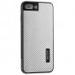 Deluxe Metal Aluminum Frame Carbon Fiber Back Case Cover For iPhone SE 2020 / 7 4.7 inch - Black&Silver