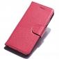 Litchi Grain Genuine Leather Wallet Cover Case with Card Slot for iPhone 7 Plus 5.5 inch - Rose