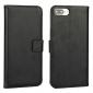 Real Genuine Leather Side Flip Wallet Case Cover for iPhone SE 2020 / 7 4.7 inch - Black