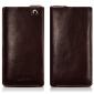 ICARER Vegetable Tanned Leather 5.5inch Straight Leather Pouch for iPhone 7 Plus - Coffee