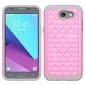 Case For Samsung Galaxy J3 Emerge Cover Hard Rubber Hybrid Diamond Bling Phone Skin - Pink&Gray - Click Image to Close