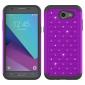 Case For Samsung Galaxy J3 Emerge Cover Hard Rubber Hybrid Diamond Bling Phone Skin - Purple&Black - Click Image to Close