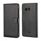 Genuine Leather Flip Case Stand Wallet Case Card Holder for HTC U11 Black - Click Image to Close