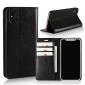Genuine Leather Card Slots Crazy Horse Grain Case for iPhone X - Black