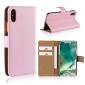 Genuine Leather Flip Wallet Case Cover Card Holder For iPhone X - Pink