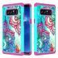 Hybrid Dual Layer Shockproof Defender Phone Case Cover For Samsung Galaxy Note 8 - Teal Flower