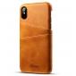Ultra thin Leather Back Case Slim Card Slot Cover for iPhone X - Brown
