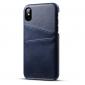 Ultra thin Leather Back Case Slim Card Slot Cover for iPhone X - Navy Blue