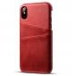 Ultra thin Leather Back Case Slim Card Slot Cover for iPhone X - Red