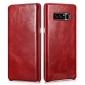 ICARER Curved Edge Vintage Genuine Leather Flip Case For Samsung Galaxy Note 8 - Red - Click Image to Close