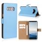 Luxury Genuine Leather Magnetic Flip Wallet Case Stand Cover For Samsung Galaxy Note 8 - Blue - Click Image to Close