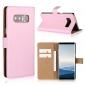Luxury Genuine Leather Magnetic Flip Wallet Case Stand Cover For Samsung Galaxy Note 8 - Pink - Click Image to Close