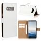 Luxury Genuine Leather Magnetic Flip Wallet Case Stand Cover For Samsung Galaxy Note 8 - White - Click Image to Close