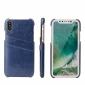 Oil Wax Style Insert Card Leather Back Case Cover for iPhone X - Dark Blue
